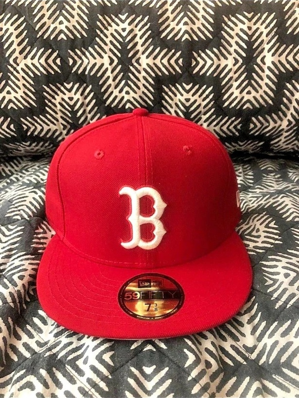 New Era Boston Red Sox 59FIFTY Fitted Hat Fitted Baseball Cap Red & Black Size 7